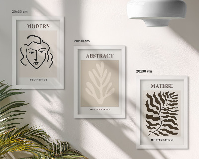 Lot de 3 tableaux Illustrations de visages et de feuilles de l'art graphique d'Henri Matisse