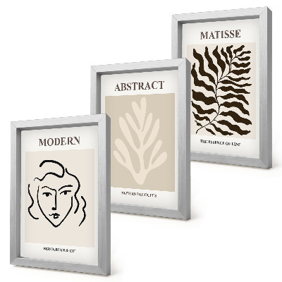 Lot de 3 tableaux Illustrations de visages et de feuilles de l'art graphique d'Henri Matisse