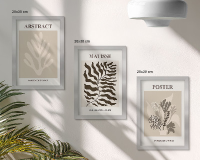 Ensemble de 3 tableaux Motifs végétaux dans les tons beige et brun