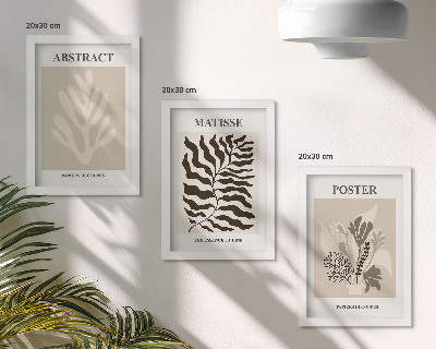 Ensemble de 3 tableaux Motifs végétaux dans les tons beige et brun