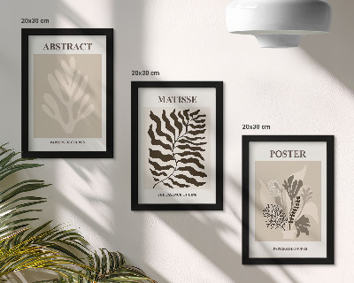 Ensemble de 3 tableaux Motifs végétaux dans les tons beige et brun