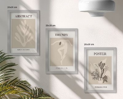 Lot de 3 tableaux Motifs végétaux dans les tons beige et brun