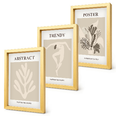 Lot de 3 tableaux Motifs végétaux dans les tons beige et brun