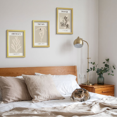 Lot de 3 tableaux Motifs végétaux dans les tons beige et brun