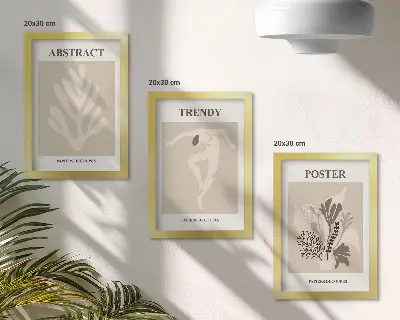 Lot de 3 tableaux avec motifs végétaux dans les tons beige et brun