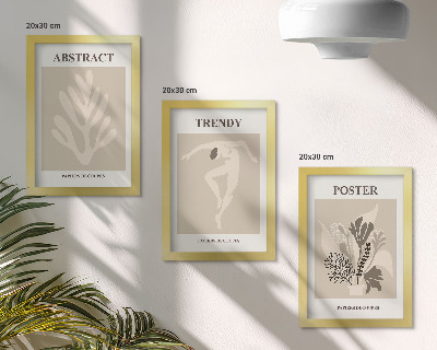 Lot de 3 tableaux Motifs végétaux dans les tons beige et brun