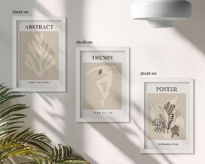Lot de 3 tableaux Motifs végétaux dans les tons beige et brun