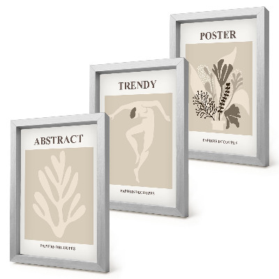 Lot de 3 tableaux Motifs végétaux dans les tons beige et brun