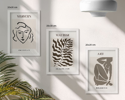 Ensemble de 3 tableaux Des graphismes élégants avec des lignes et des figures aux couleurs neutres