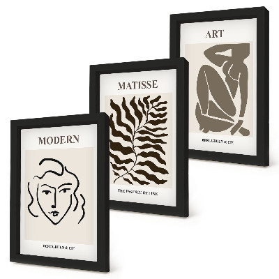Ensemble de 3 tableaux Des graphismes élégants avec des lignes et des figures aux couleurs neutres
