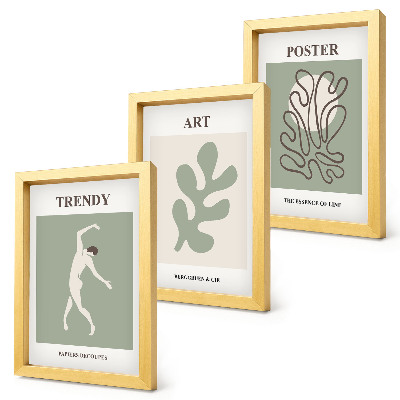 Lot de 3 tableaux Des figures abstraites et des motifs végétaux aux couleurs douces