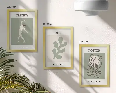 Lot de 3 tableaux avec des figures abstraites et motifs végétaux aux couleurs douces