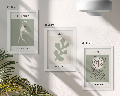 Lot de 3 tableaux Des figures abstraites et des motifs végétaux aux couleurs douces