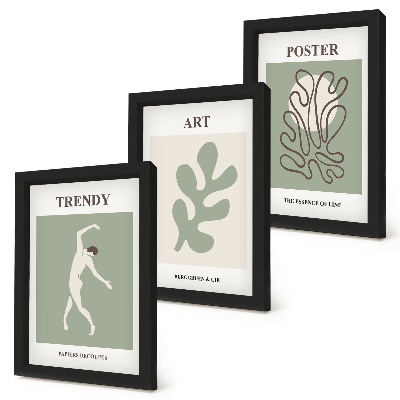 Lot de 3 tableaux Des figures abstraites et des motifs végétaux aux couleurs douces