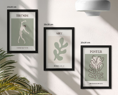 Lot de 3 tableaux Des figures abstraites et des motifs végétaux aux couleurs douces