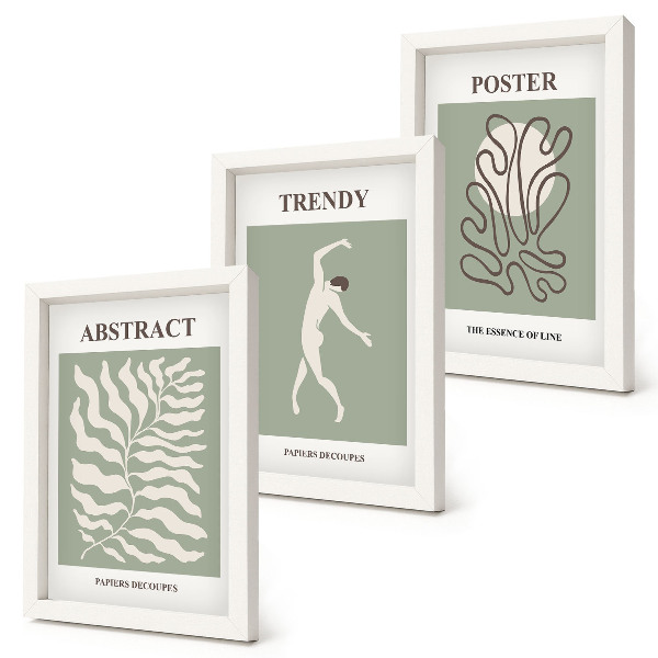 Lot de 3 tableaux Motifs végétaux dans les tons de vert d'Henri Matisse