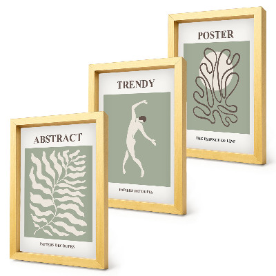 Lot de 3 tableaux Motifs végétaux dans les tons de vert d'Henri Matisse