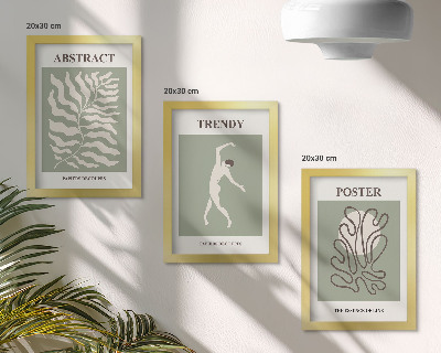 Lot de 3 tableaux Motifs végétaux dans les tons de vert d'Henri Matisse