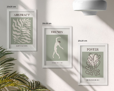 Lot de 3 tableaux Motifs végétaux dans les tons de vert d'Henri Matisse