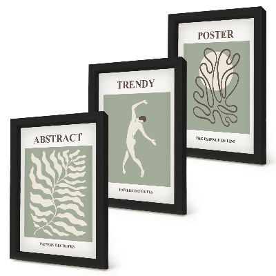 Lot de 3 tableaux Motifs végétaux dans les tons de vert d'Henri Matisse