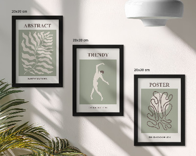 Lot de 3 tableaux Motifs végétaux dans les tons de vert d'Henri Matisse