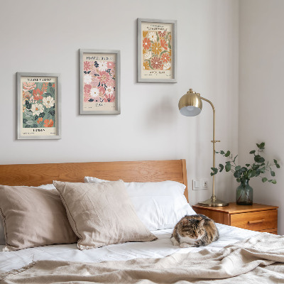 Ensemble de 3 tableaux Affiches à motifs floraux de Londres, Tokyo et Amsterdam