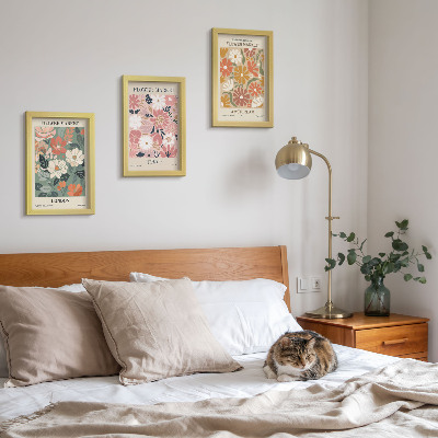 Ensemble de 3 tableaux Affiches à motifs floraux de Londres, Tokyo et Amsterdam