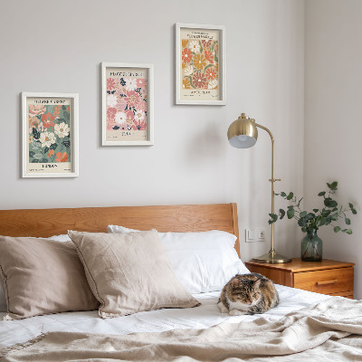 Ensemble de 3 tableaux Affiches à motifs floraux de Londres, Tokyo et Amsterdam
