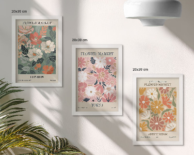 Ensemble de 3 tableaux Affiches à motifs floraux de Londres, Tokyo et Amsterdam