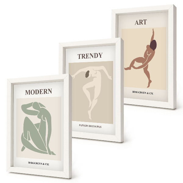 Lot de 3 tableaux Des personnages stylés dans des tons minimalistes