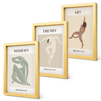 Lot de 3 tableaux Des personnages stylés dans des tons minimalistes