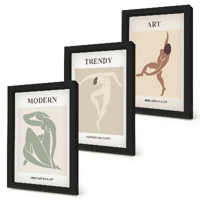 Lot de 3 tableaux Des personnages stylés dans des tons minimalistes