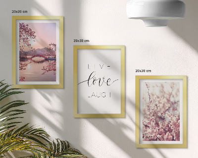 Ensemble de 3 tableaux Motifs floraux avec un pont et une inscription