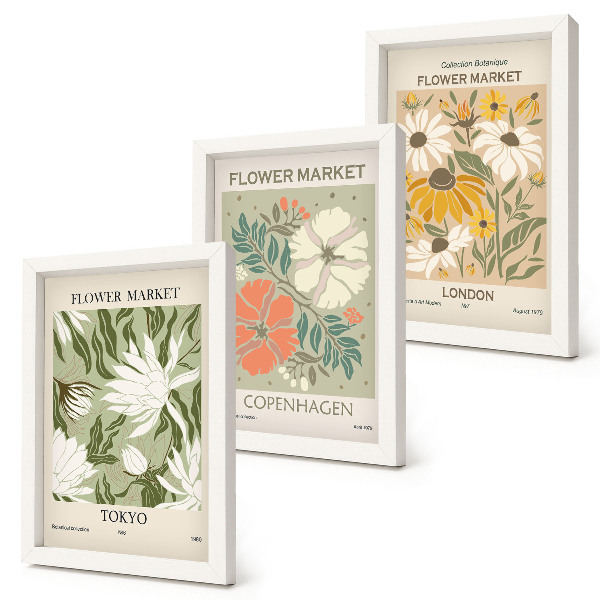 Mur de cadres Motifs floraux provenant de différentes villes du monde entier
