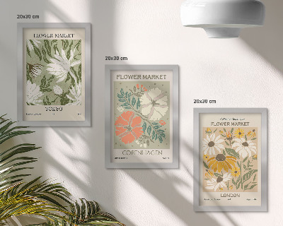 Mur de cadres Motifs floraux provenant de différentes villes du monde entier