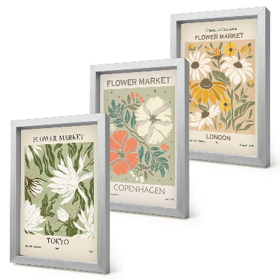 Mur de cadres Motifs floraux provenant de différentes villes du monde entier