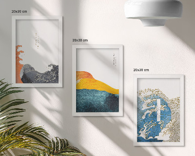 Ensemble de 3 tableaux Vagues dans le style graphique japonais