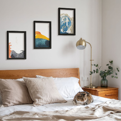 Ensemble de 3 tableaux Vagues dans le style graphique japonais