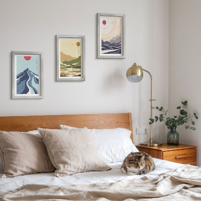 Lot de 3 tableaux Montagnes aux couleurs pastel, style Japandi