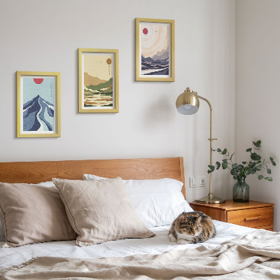 Lot de 3 tableaux Montagnes aux couleurs pastel, style Japandi