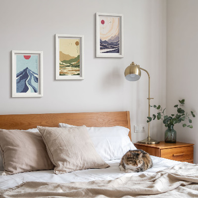 Lot de 3 tableaux Montagnes aux couleurs pastel, style Japandi