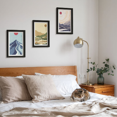 Lot de 3 tableaux Montagnes aux couleurs pastel, style Japandi