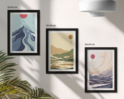 Lot de 3 tableaux Montagnes aux couleurs pastel, style Japandi