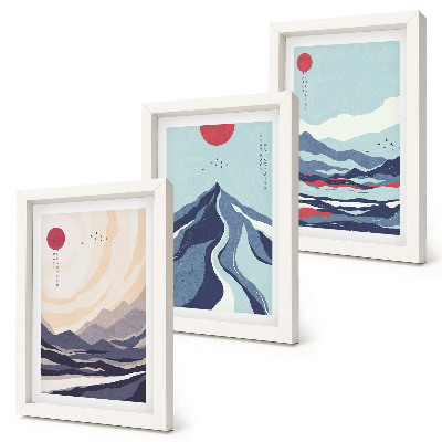 Mur de cadres Paysages de montagne abstraits de style japonais