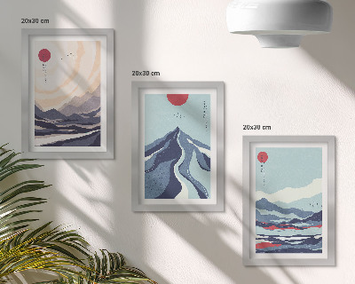 Mur de cadres Paysages de montagne abstraits de style japonais