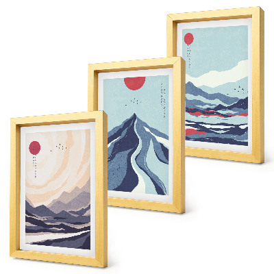 Mur de cadres Paysages de montagne abstraits de style japonais