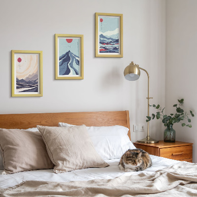 Mur de cadres Paysages de montagne abstraits de style japonais