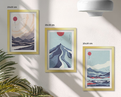 Mur de cadres Paysages de montagne abstraits de style japonais