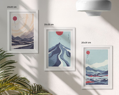 Mur de cadres Paysages de montagne abstraits de style japonais