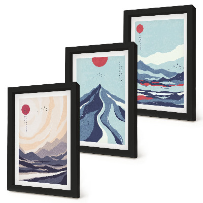 Mur de cadres Paysages de montagne abstraits de style japonais